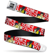 COWBOY BEBOP Title Logo Full Color Black/White Seatbelt Belt - COWBOY BEBOP Spike and Faye Back to Back Pose and Title Logo Red/White Webbing Seatbelt Belts Crunchyroll