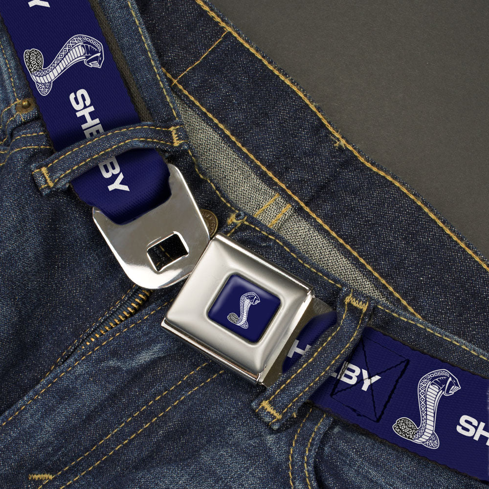 Carroll Shelby Super Snake Cobra Navy/White Seatbelt Belt - SHELBY Super Snake Cobra Navy/White Webbing Seatbelt Belts Shelby