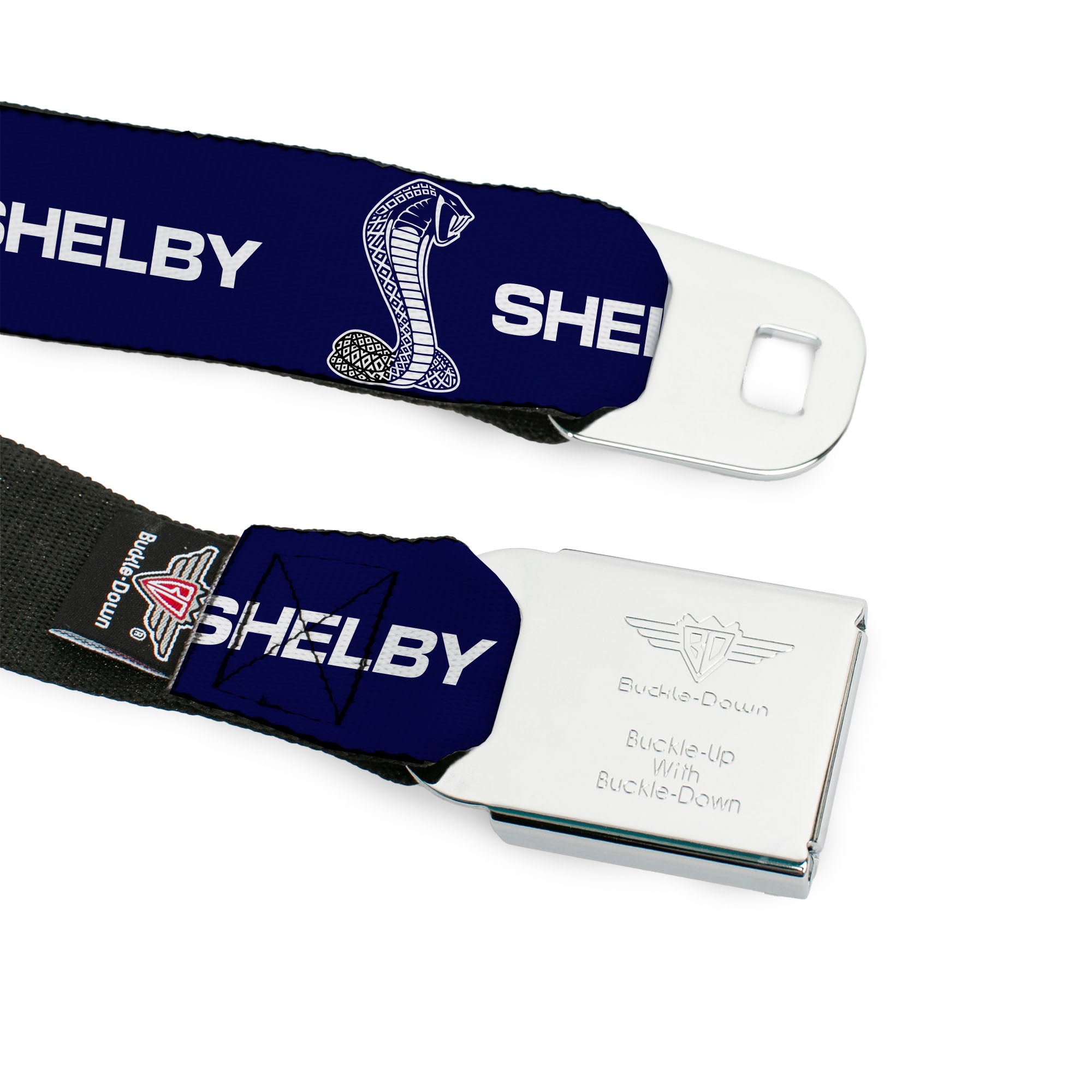 Carroll Shelby Super Snake Cobra Navy/White Seatbelt Belt - SHELBY Super Snake Cobra Navy/White Webbing Seatbelt Belts Shelby