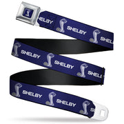 Carroll Shelby Super Snake Cobra Navy/White Seatbelt Belt - SHELBY Super Snake Cobra Navy/White Webbing Seatbelt Belts Shelby