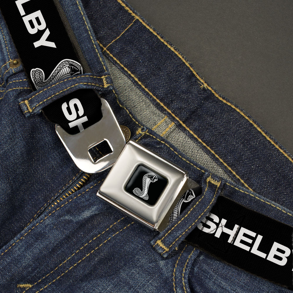 Carroll Shelby Super Snake Cobra Full Color Black White Seatbelt Belt - Carroll Shelby SHELBY Super Snake Cobra Black/White Webbing Seatbelt Belts Shelby
