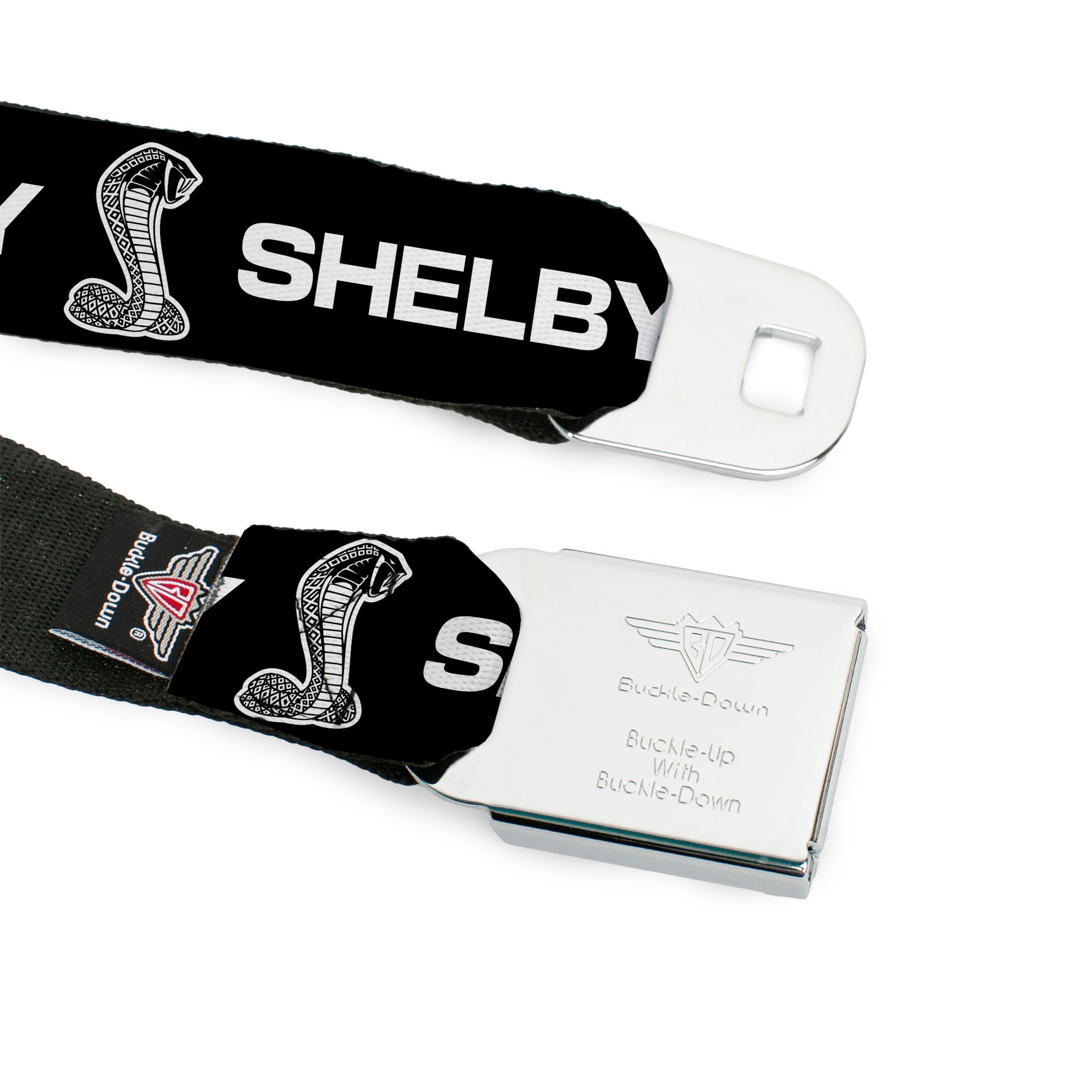 Carroll Shelby Super Snake Cobra Full Color Black White Seatbelt Belt - Carroll Shelby SHELBY Super Snake Cobra Black/White Webbing Seatbelt Belts Shelby
