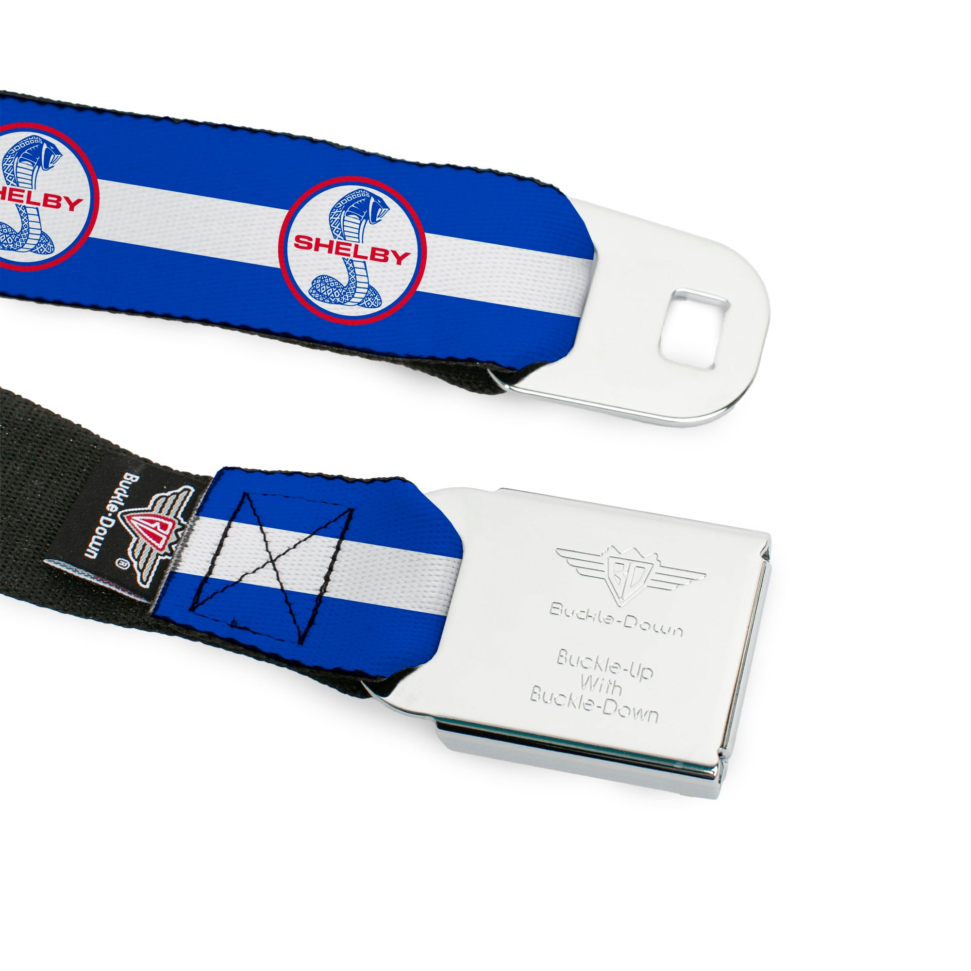 SHELBY Tiffany Split Full Color Blue Red White Seatbelt Belt - SHELBY Tiffany Split/Stripe Blue/White/Red Webbing Seatbelt Belts Shelby