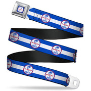 SHELBY Tiffany Split Full Color Blue Red White Seatbelt Belt - SHELBY Tiffany Split/Stripe Blue/White/Red Webbing Seatbelt Belts Shelby