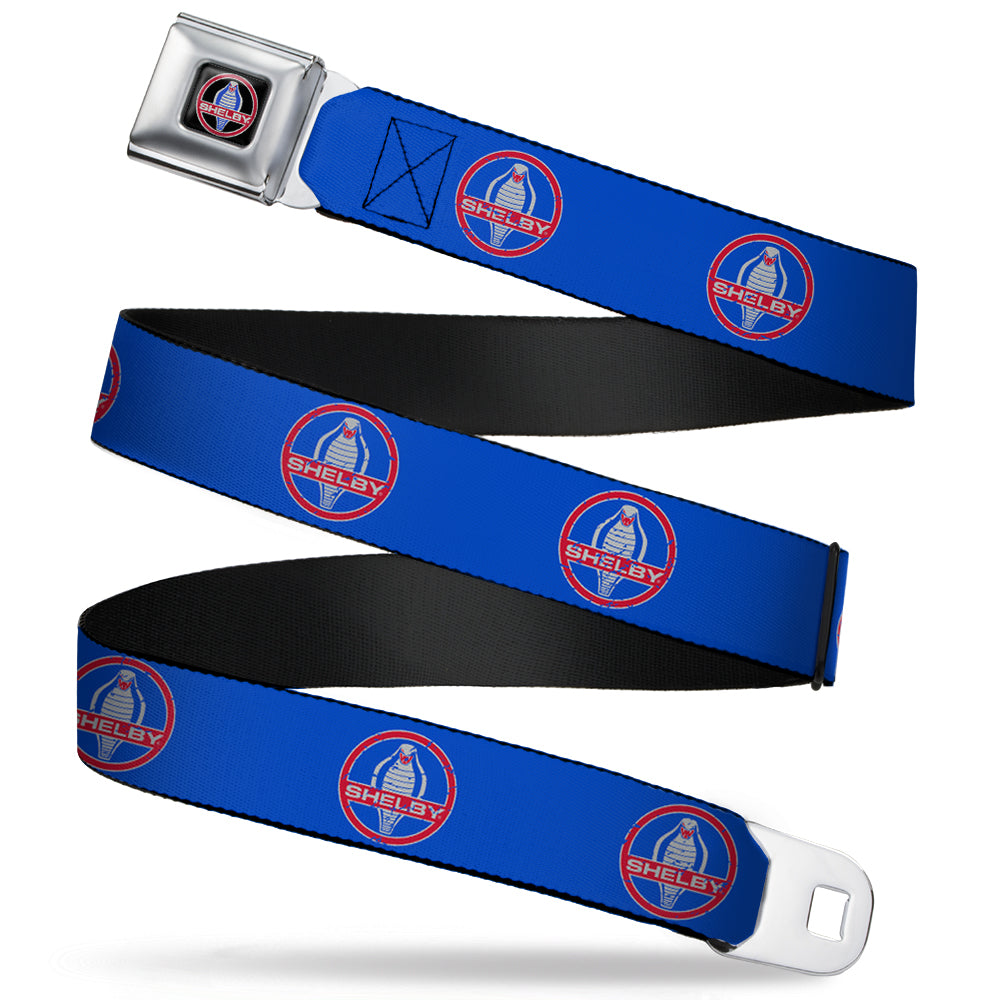 SHELBY Cobra Full Color Black Gray Red Blue Seatbelt Belt - SHELBY Cobra Weathered Blue/Gray/Red Webbing Seatbelt Belts Shelby