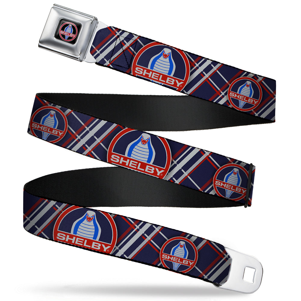 SHELBY Cobra Full Color Black Gray Red Blue Seatbelt Belt - SHELBY Cobra/Plaid X Navy/Gray/Red Webbing Seatbelt Belts Shelby