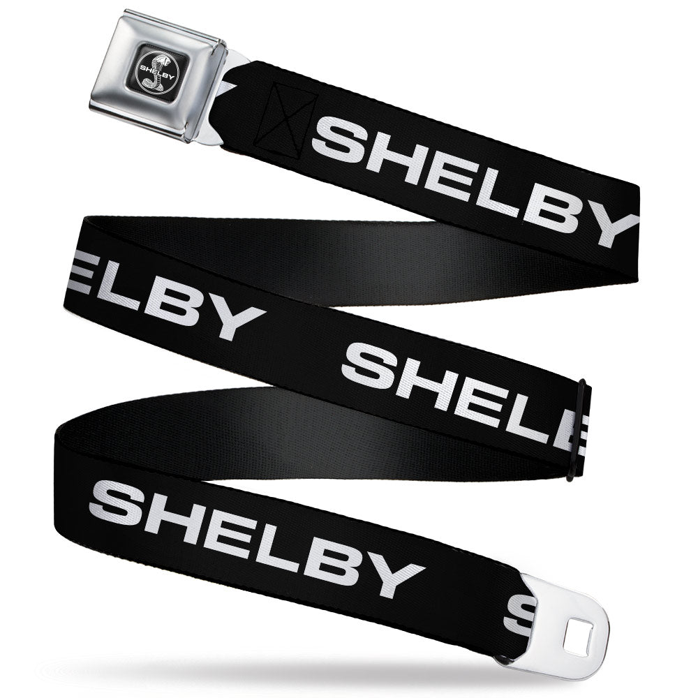 SHELBY Tiffany Split Full Color Black/White Seatbelt Belt - SHELBY Text Only Black/White Webbing Seatbelt Belts Shelby