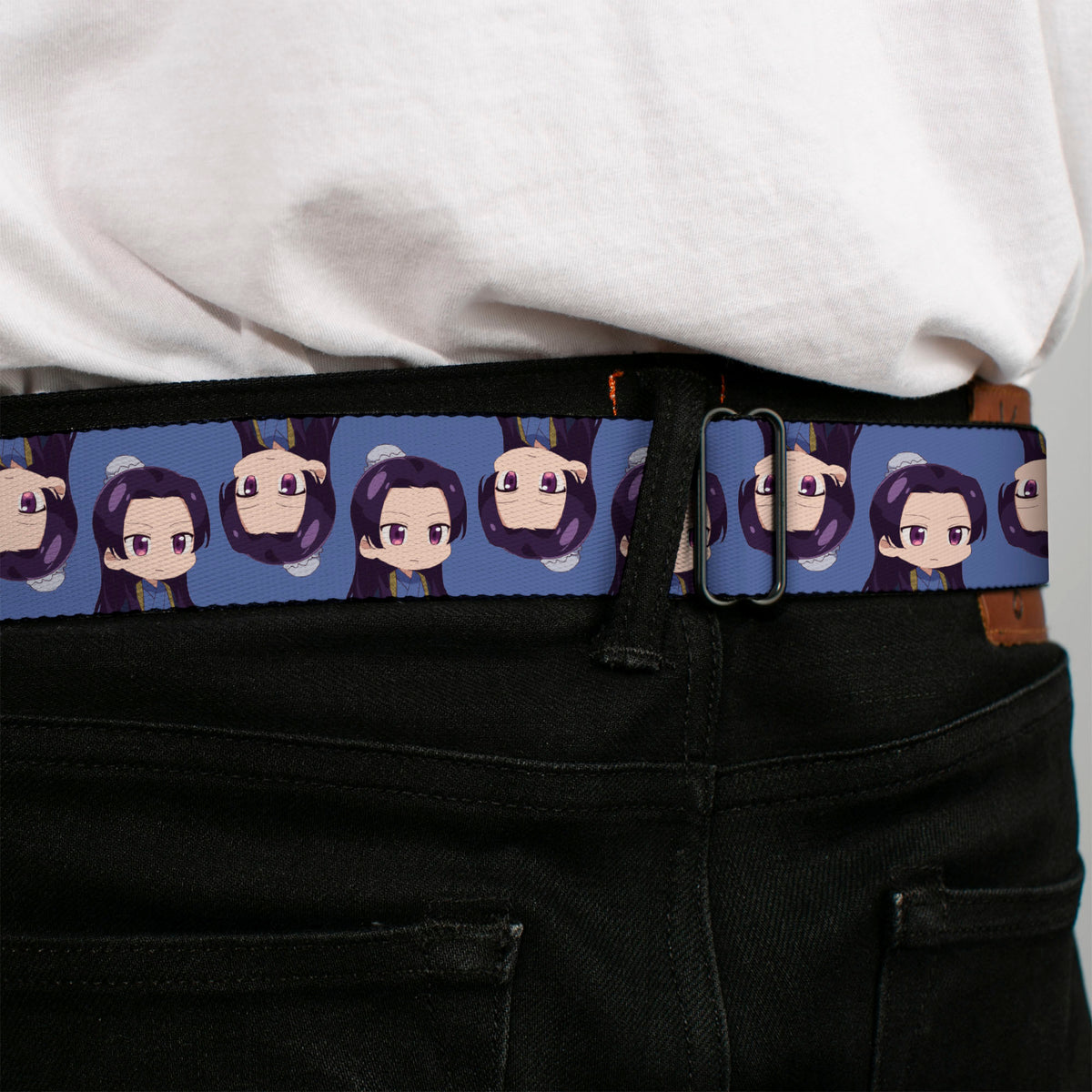 THE APOTHECARY DIARIES Title Logo Full Color Black/Red/White Seatbelt Belt - The Apothecary Diaries Chibi Jinshi Flip Pose Blue Webbing Seatbelt Belts The Apothecary Diaries