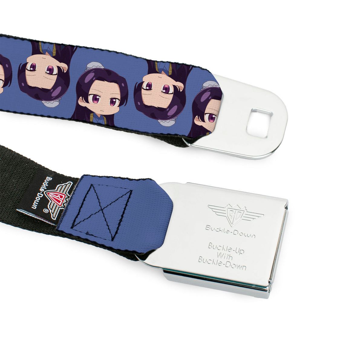 THE APOTHECARY DIARIES Title Logo Full Color Black/Red/White Seatbelt Belt - The Apothecary Diaries Chibi Jinshi Flip Pose Blue Webbing Seatbelt Belts The Apothecary Diaries