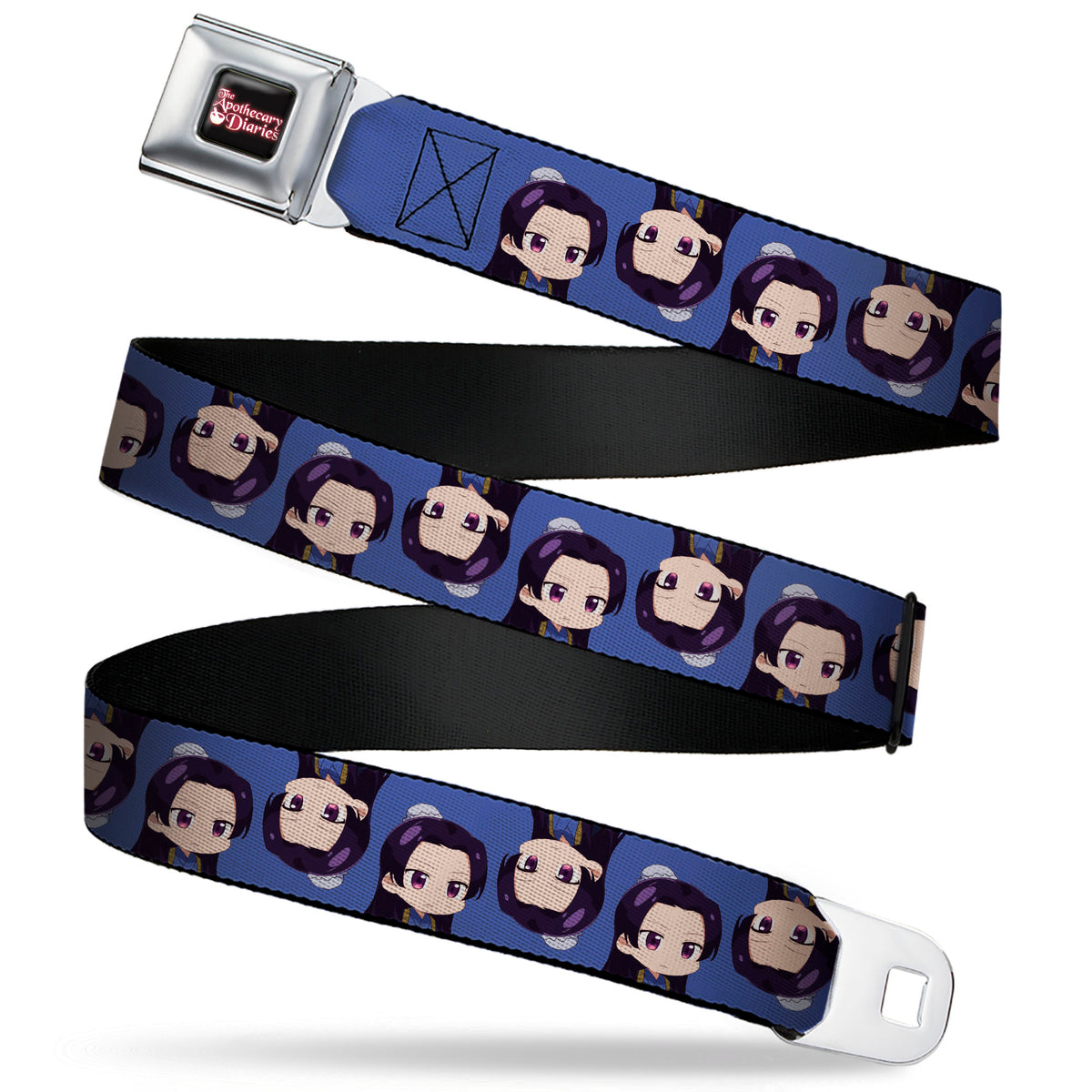 THE APOTHECARY DIARIES Title Logo Full Color Black/Red/White Seatbelt Belt - The Apothecary Diaries Chibi Jinshi Flip Pose Blue Webbing Seatbelt Belts The Apothecary Diaries