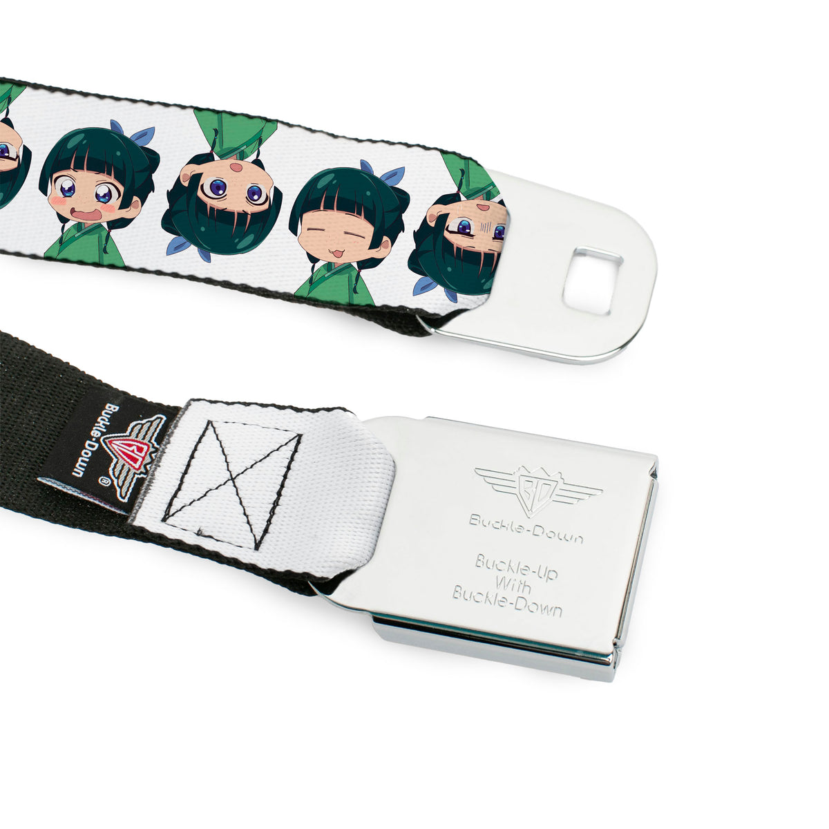 THE APOTHECARY DIARIES Title Logo Full Color Black/Red/White Seatbelt Belt - The Apothecary Diaries Chibi Maomao Expressions Flip White Webbing Seatbelt Belts The Apothecary Diaries