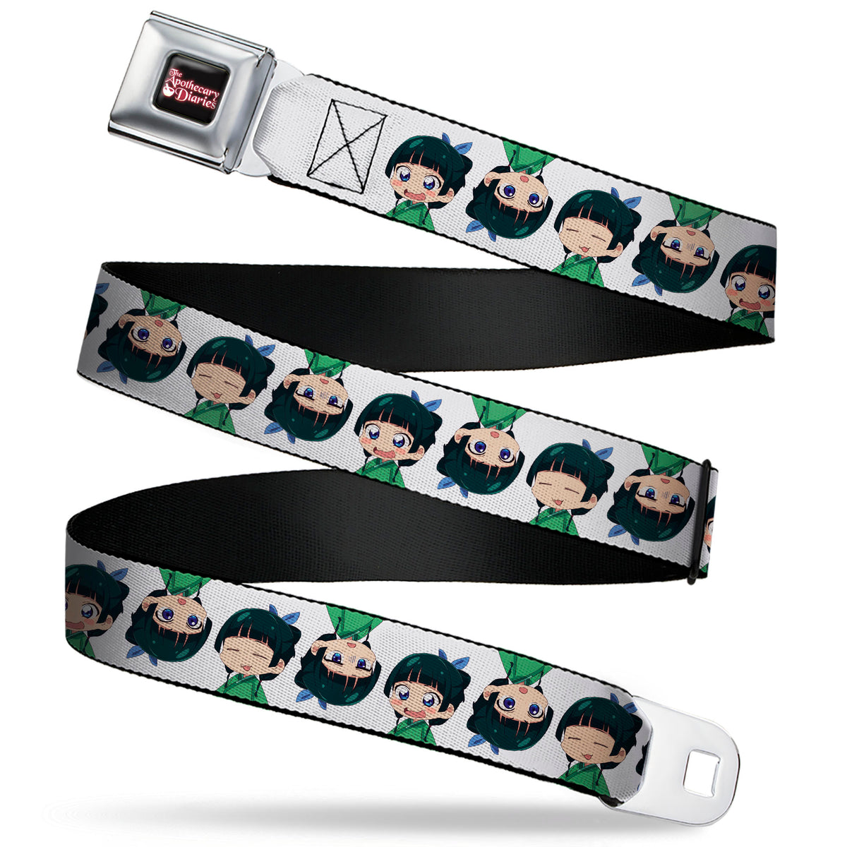 THE APOTHECARY DIARIES Title Logo Full Color Black/Red/White Seatbelt Belt - The Apothecary Diaries Chibi Maomao Expressions Flip White Webbing Seatbelt Belts The Apothecary Diaries