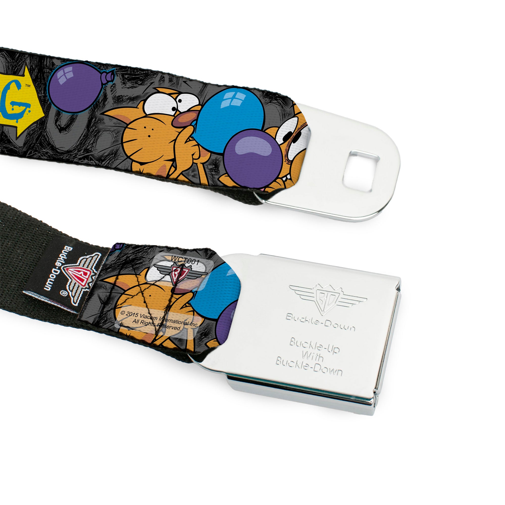 Dog & Cat Pose Full Color Seatbelt Belt - CatDog Party/Balloons/CATDOG Logo Gray/Black/Multi Color Webbing Seatbelt Belts CatDog