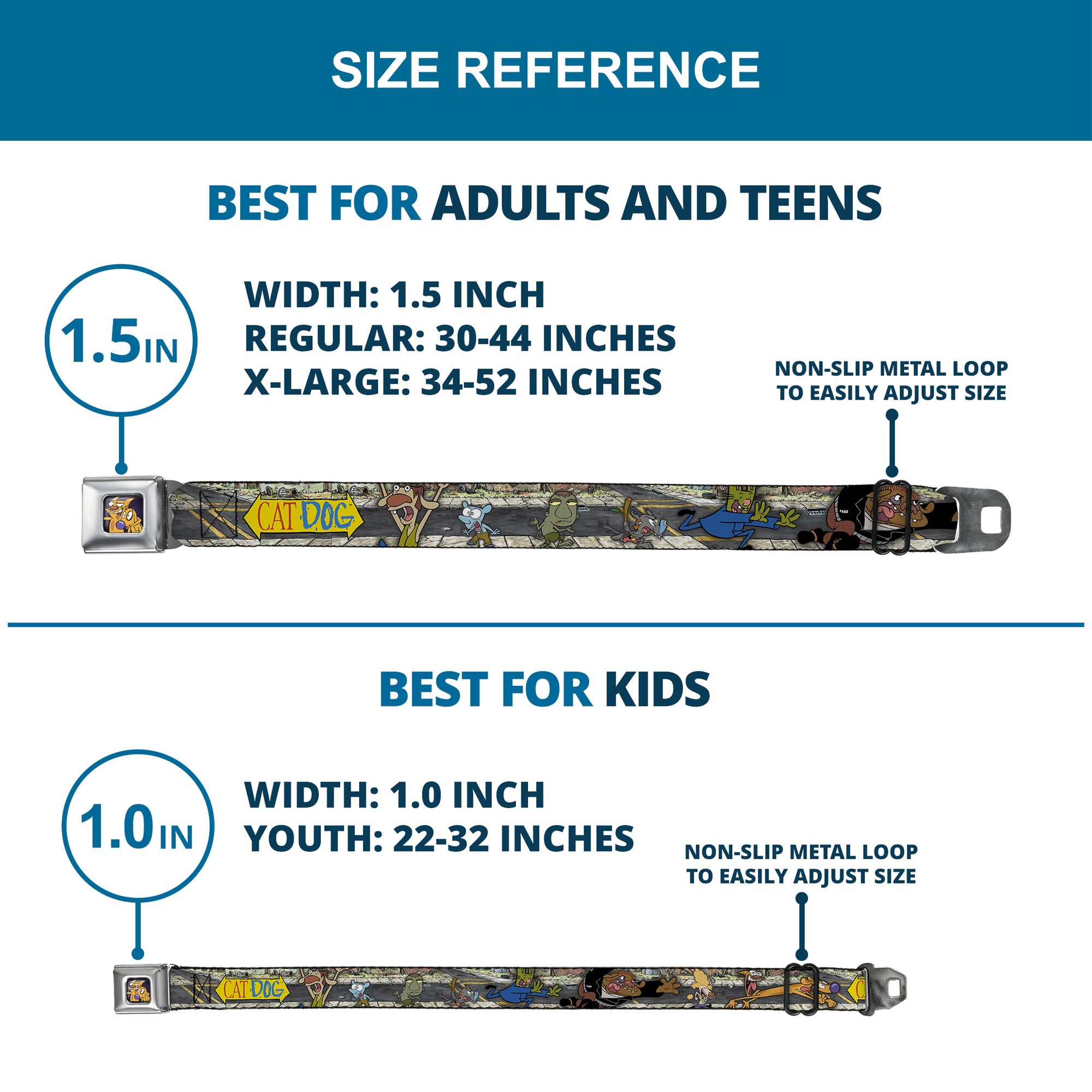 Dog & Cat Pose Full Color Seatbelt Belt - CATDOG Characters Running Webbing Seatbelt Belts CatDog