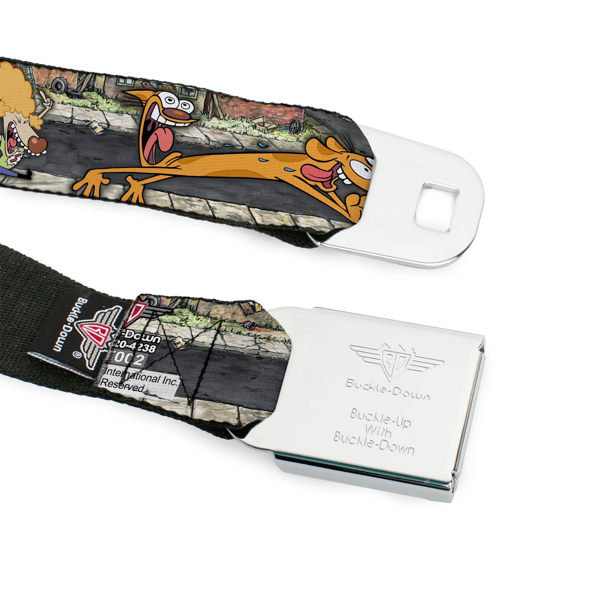 Dog & Cat Pose Full Color Seatbelt Belt - CATDOG Characters Running Webbing Seatbelt Belts CatDog