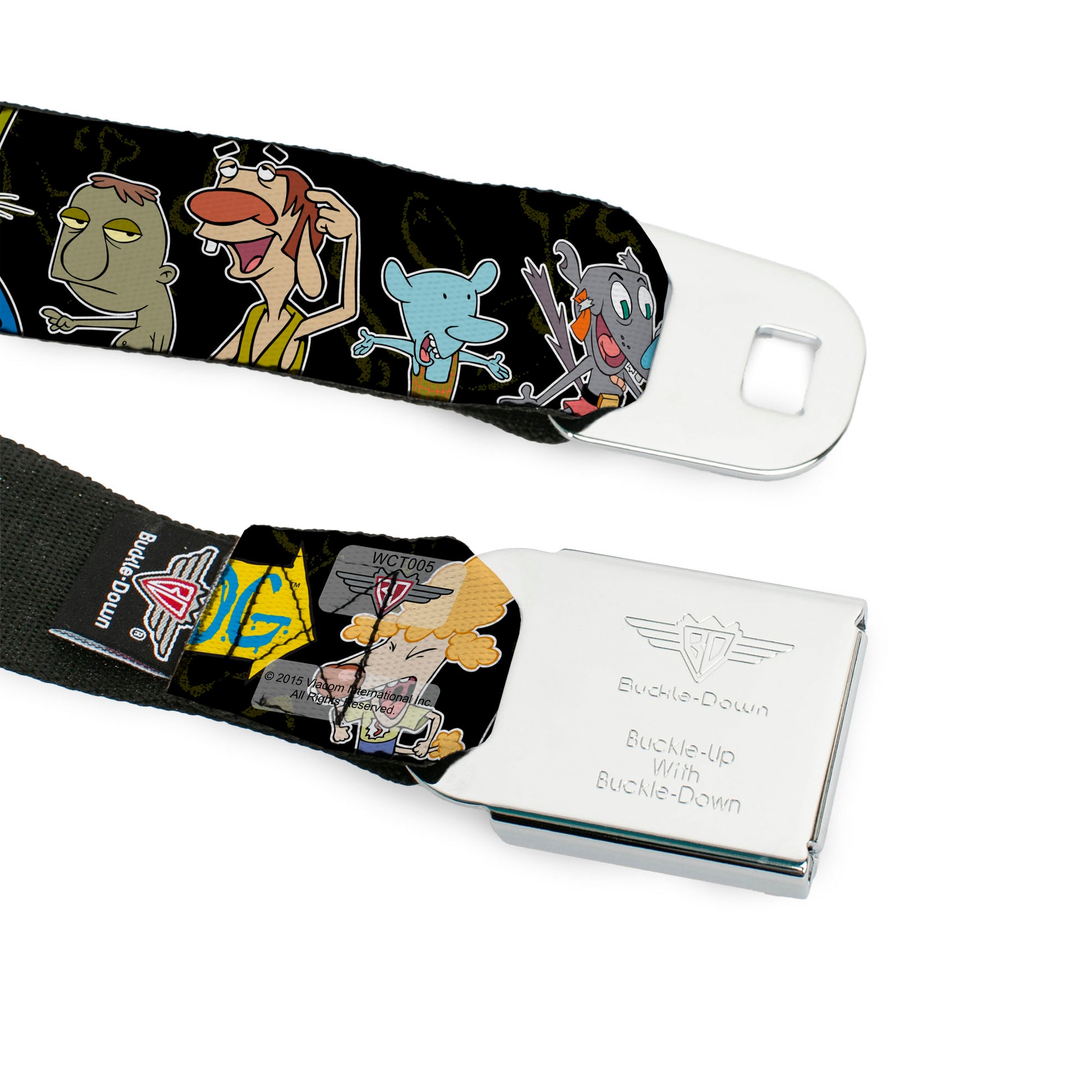 Dog & Cat Pose Full Color Seatbelt Belt - CATDOG Group Pose Black/Multi Color Webbing Seatbelt Belts CatDog