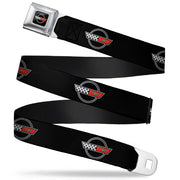 Corvette C4 Checker Bowtie Logo Full Color Black Seatbelt Belt - C4 Webbing Seatbelt Belts GM General Motors