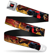 Nightwing Logo Full Color Black Red Seatbelt Belt - NIGHTWING Poses/Bats Welcome to Gotham Comic Book Cover Webbing Seatbelt Belts DC Comics