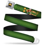 Mera Logo Full Color Black Red Gold Seatbelt Belt - MERA Bombshell Salute Pose/Scales Greens/Gold Webbing Seatbelt Belts DC Comics
