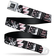 DC Round Logo Black/Silver Seatbelt Belt - Batgirl/Wonder Woman/Supergirl Retro Panels Black/Pink/White Webbing Seatbelt Belts DC Comics