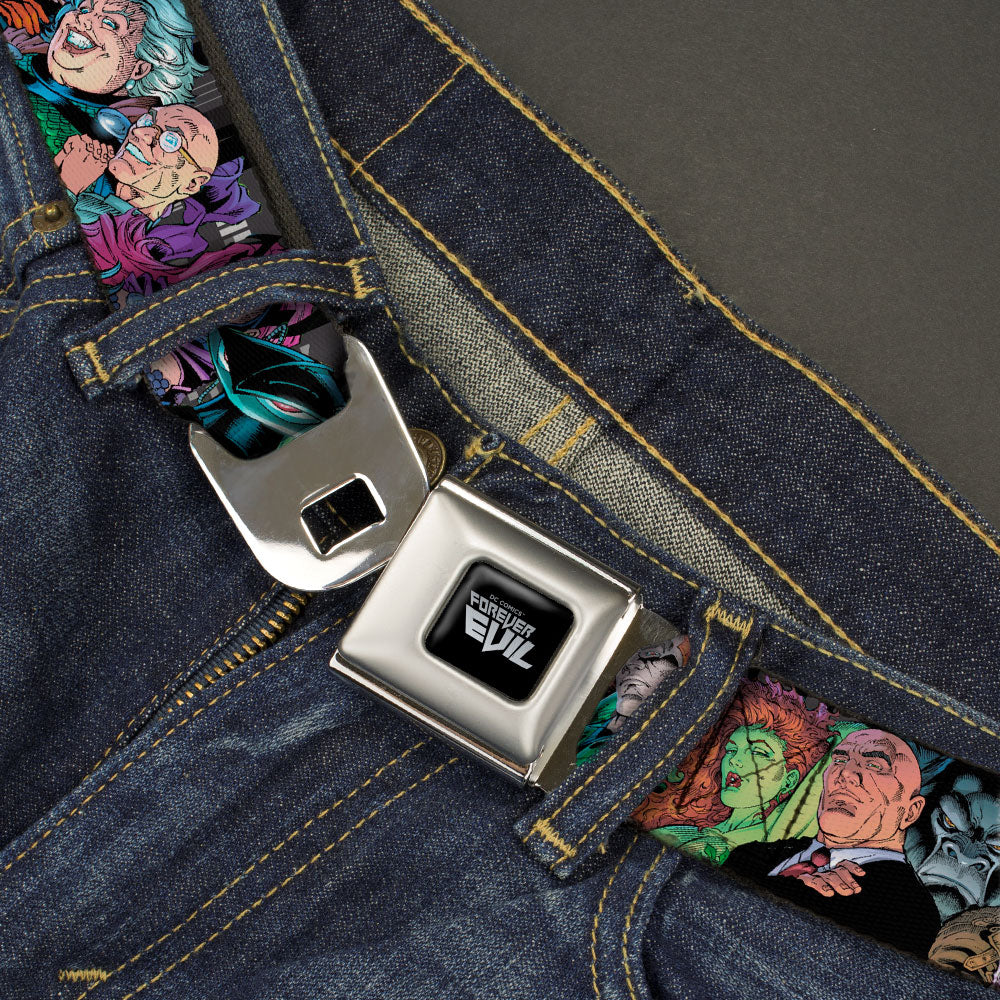 DC COMICS FOREVER EVIL Logo Black/Silver Seatbelt Belt - Injustice League of America Issue #13 Villains Webbing Seatbelt Belts DC Comics