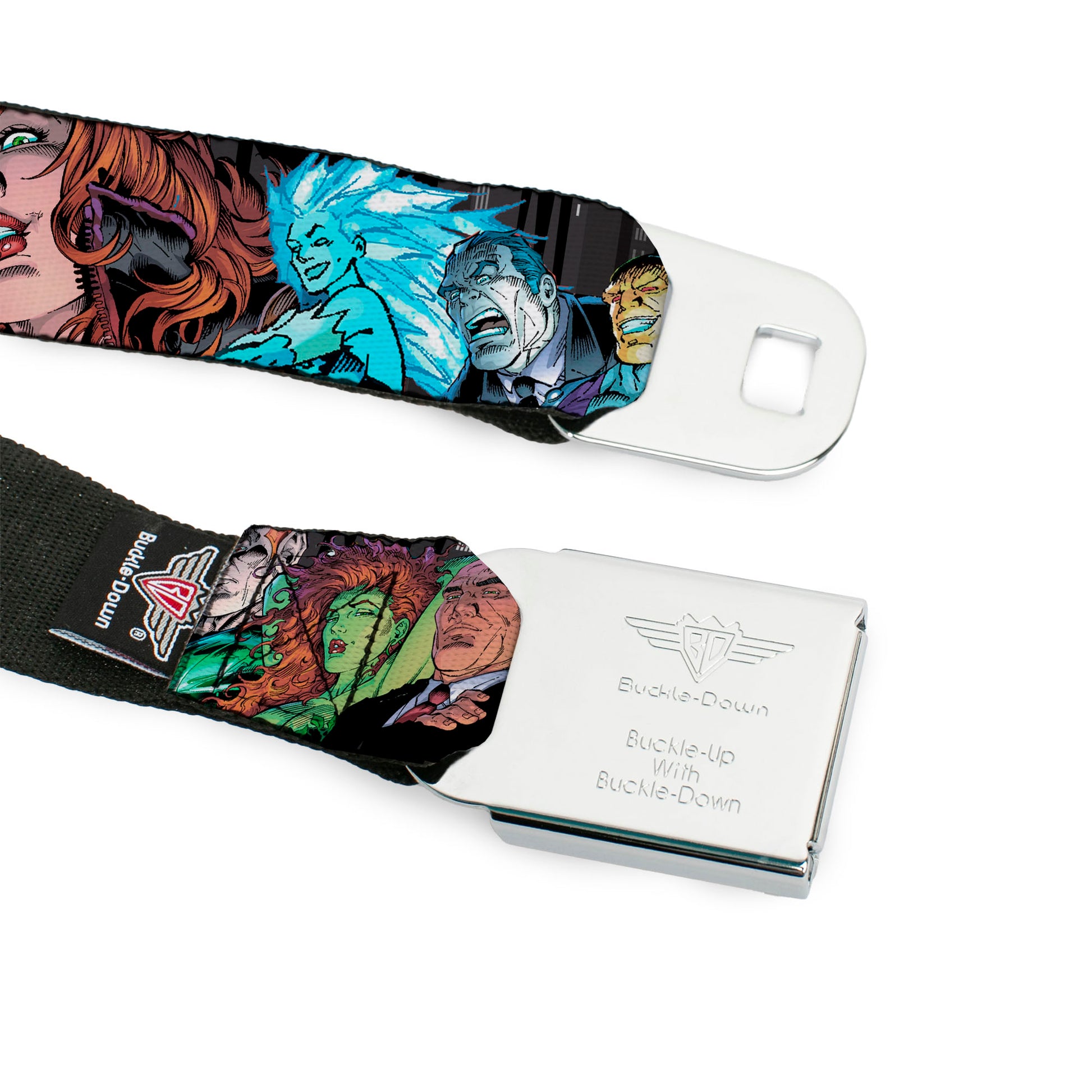 DC COMICS FOREVER EVIL Logo Black/Silver Seatbelt Belt - Injustice League of America Issue #13 Villains Webbing Seatbelt Belts DC Comics