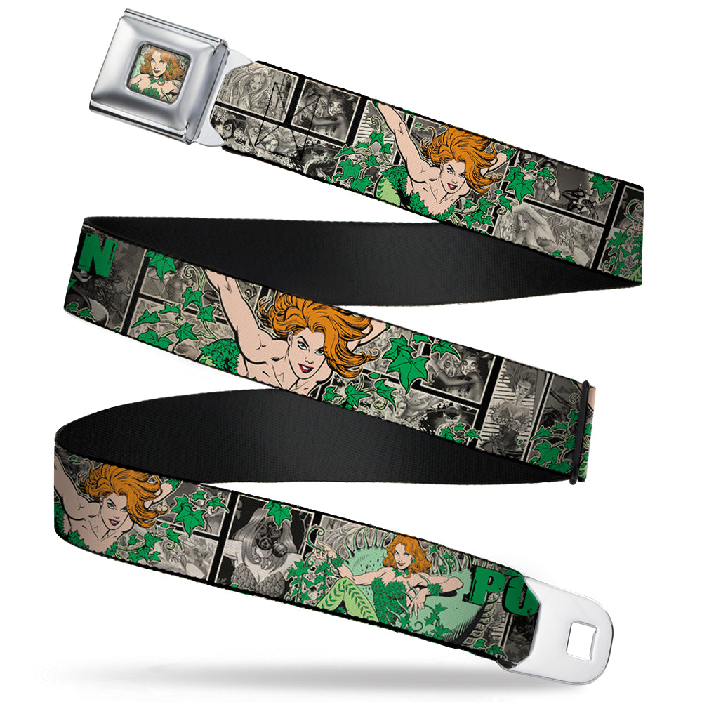 Posion Ivy Face Full Color Greens Seatbelt Belt - POISON IVY Poses/Comic Scenes Grays/Greens Webbing Seatbelt Belts DC Comics