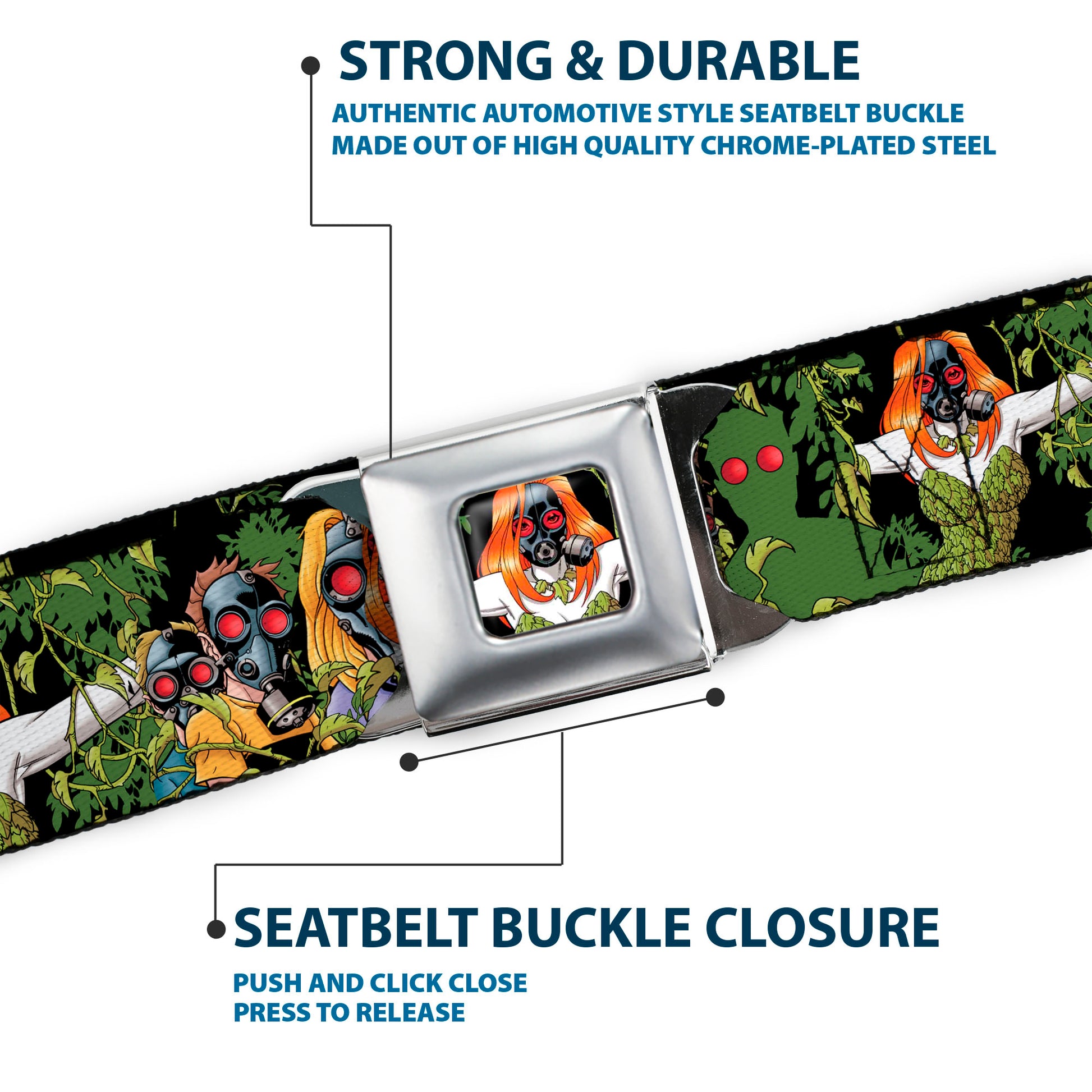 Gas Masked POISON IVY Full Color Seatbelt Belt - Detective Comics Issue #752 Cover Gas Masked POISON IVY Webbing Seatbelt Belts DC Comics