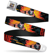Bane Face Explosion Full Color Seatbelt Belt - BANE Pose/Explosion Bat Signal/Chanlink Black/Gray/Reds Webbing Seatbelt Belts DC Comics