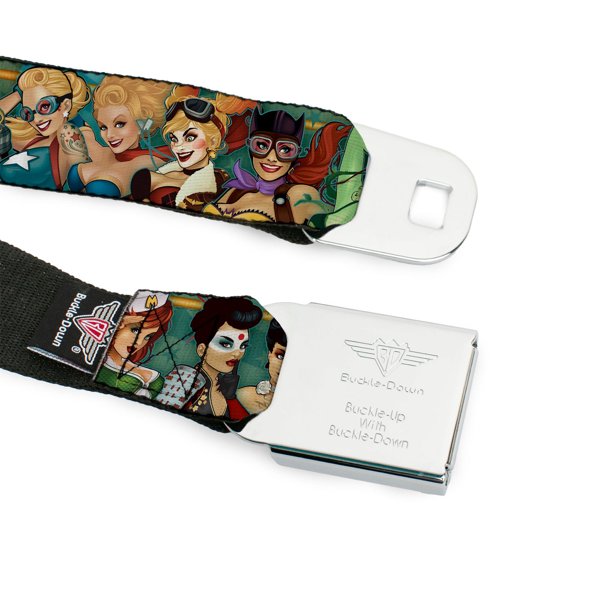 DC COMICS BOMBSHELLS Rays Full Color Black Gray Orange-Red Fade Seatbelt Belt - 12-DC COMICS BOMBSHELLS Pose Rays/Stars Blues/Pink/Yellow Webbing Seatbelt Belts DC Comics