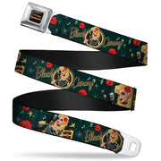 DC COMICS BOMBSHELLS Rays Full Color Black Gray Orange-Red Fade Seatbelt Belt - BLACK CANARY Bombshell Pose/Roses Greens/Reds/Yellow Webbing Seatbelt Belts DC Comics