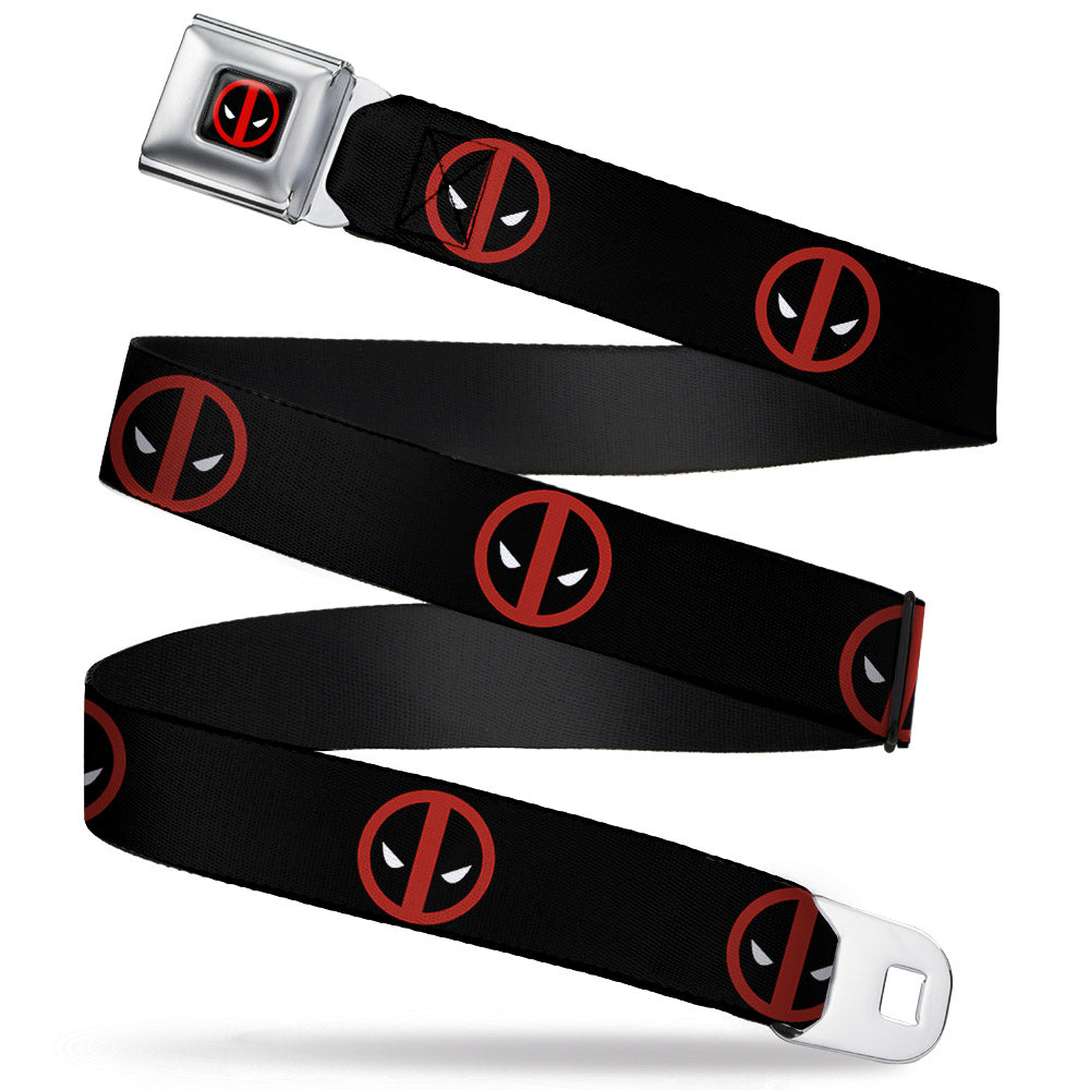 Deadpool Logo Full Color Black/Red/White Seatbelt Belt - Deadpool Logo Black/Red/White Webbing