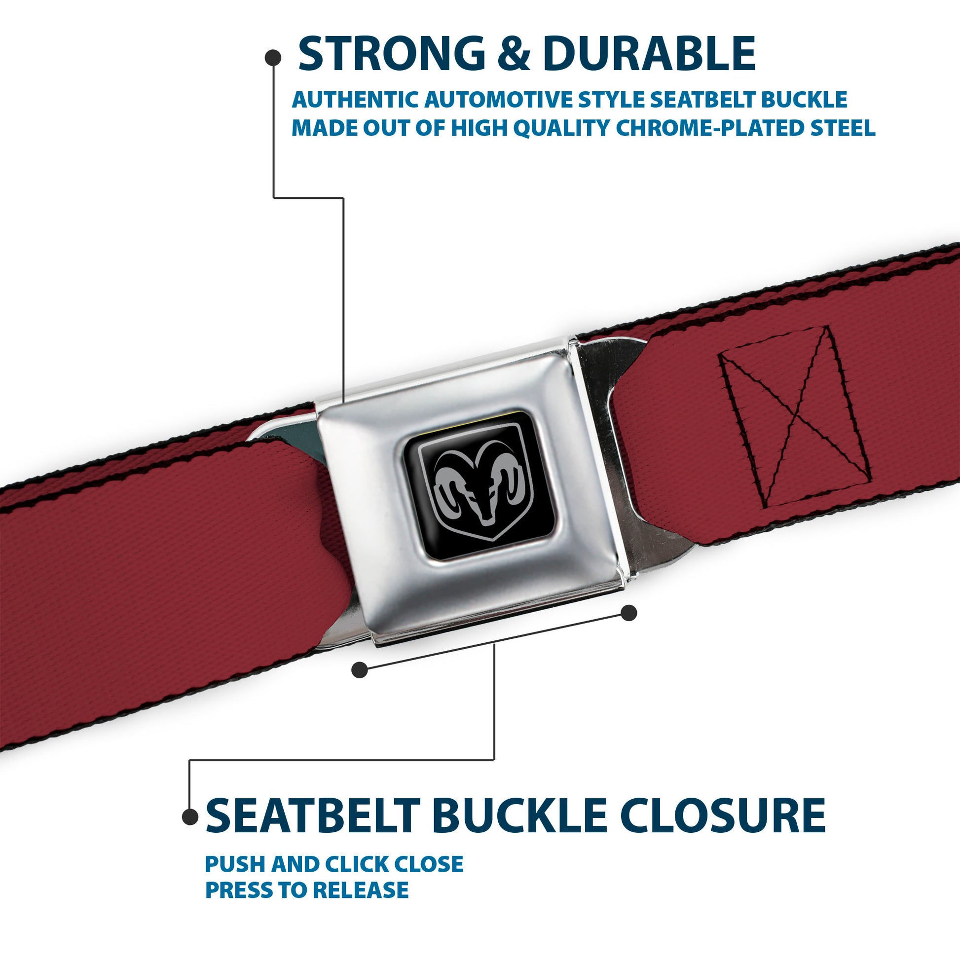 Ram Seatbelt Belt - Burgundy Webbing Seatbelt Belts Ram
