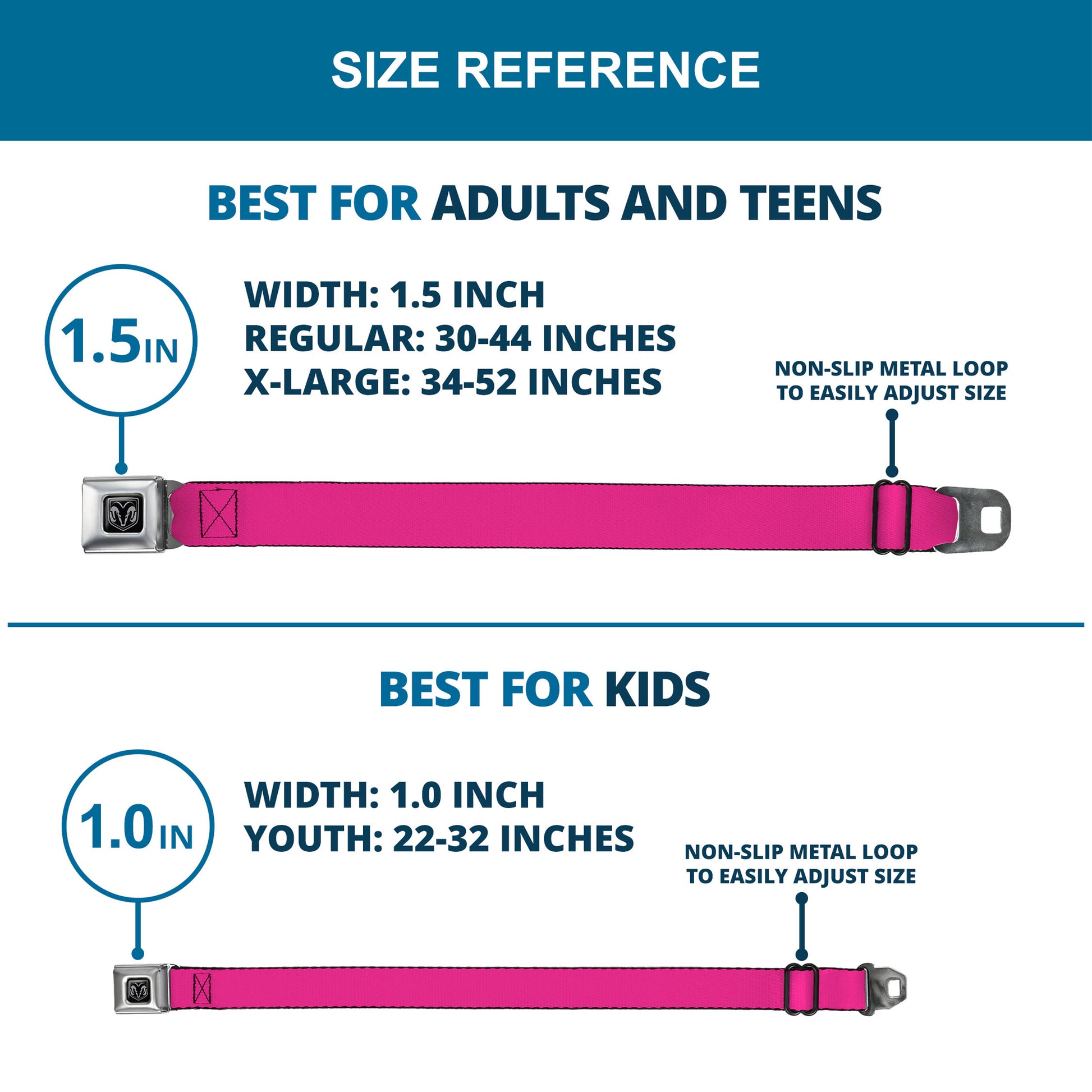 Ram Seatbelt Belt - Neon Pink Webbing Seatbelt Belts Ram