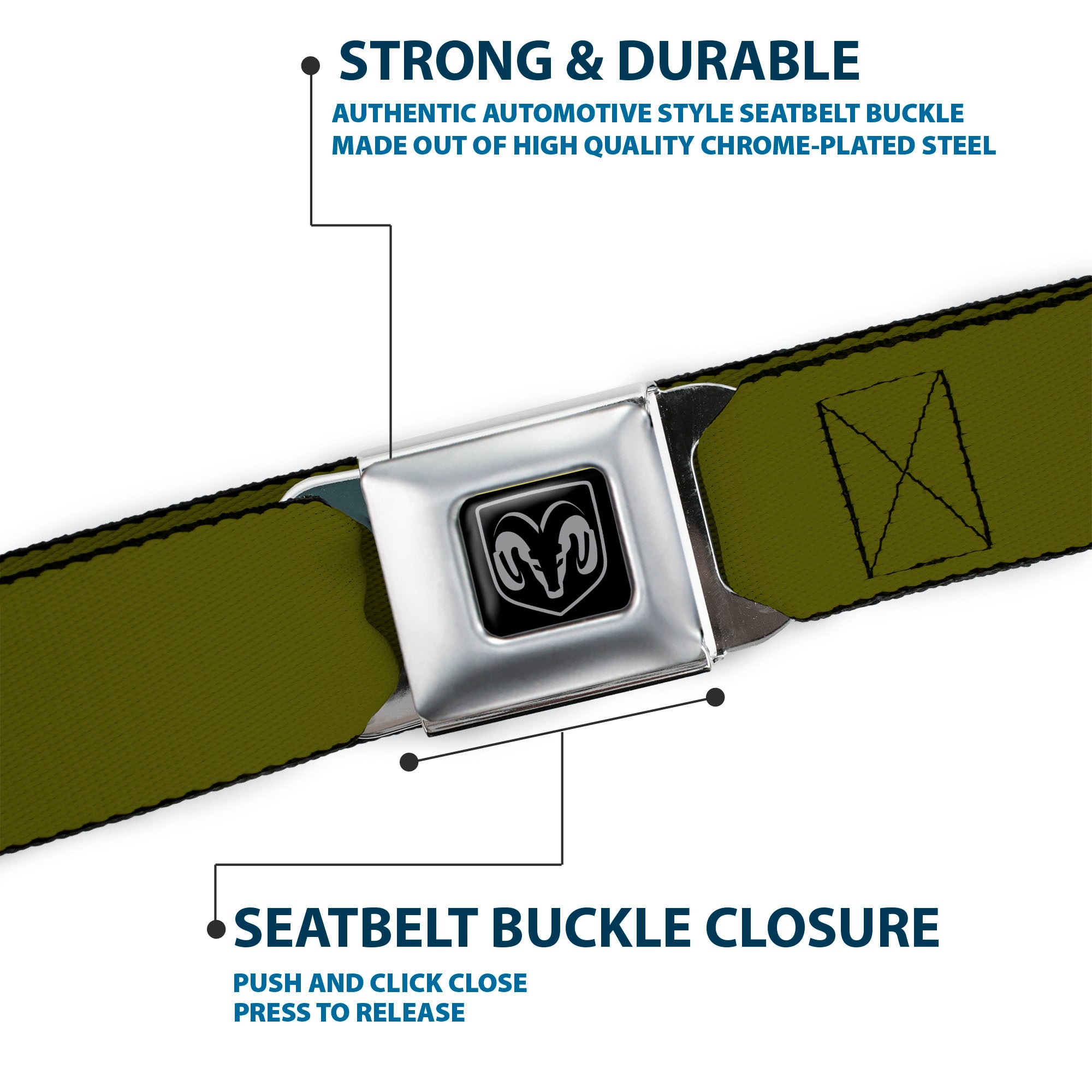 Ram Seatbelt Belt - Olive Webbing Seatbelt Belts Ram