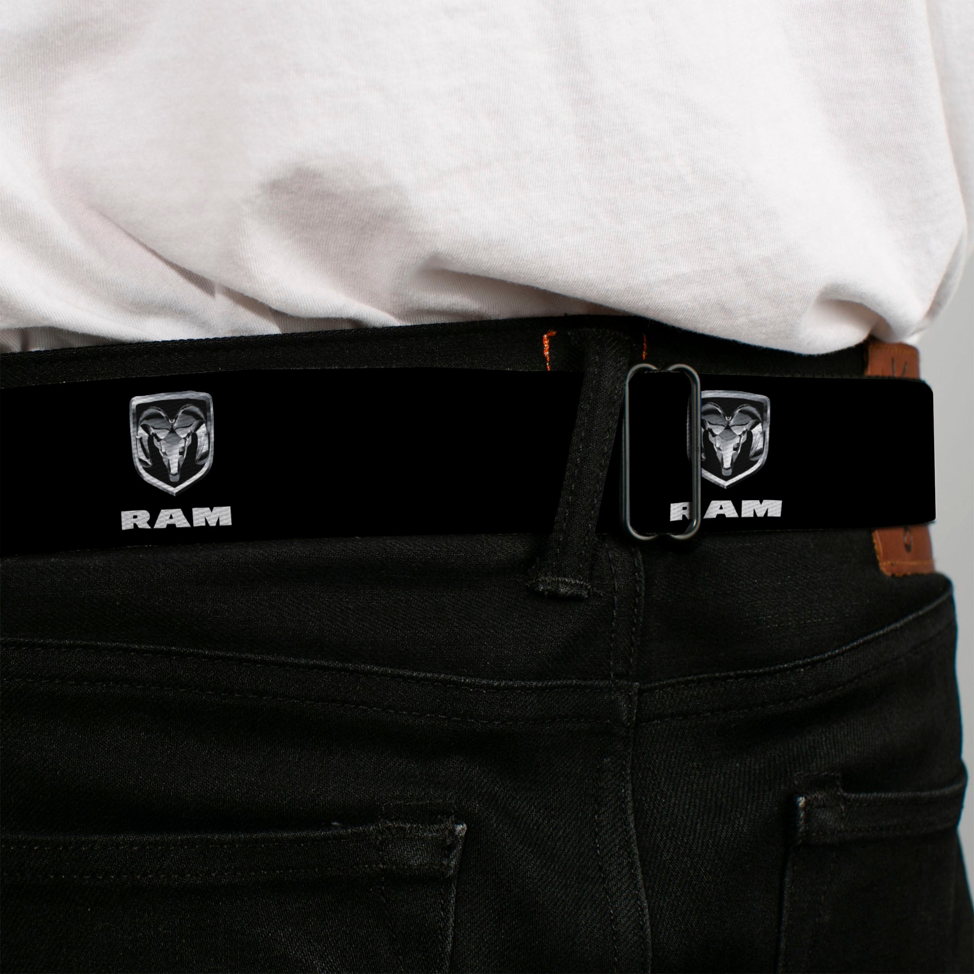 Ram Seatbelt Belt - Ram Black/Silver Logo REPEAT Webbing Seatbelt Belts Ram