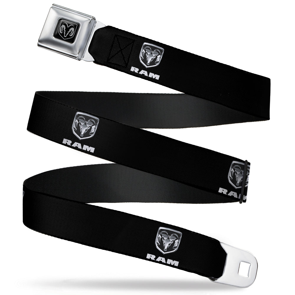 Ram Seatbelt Belt - Ram Black/Silver Logo REPEAT Webbing Seatbelt Belts Ram