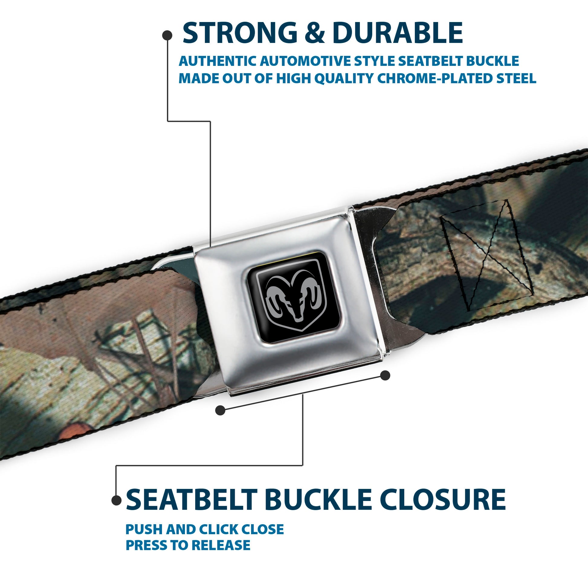 Ram Seatbelt Belt - Mossy Oak Break-Up Infinity Webbing Seatbelt Belts Ram/Mossy Oak