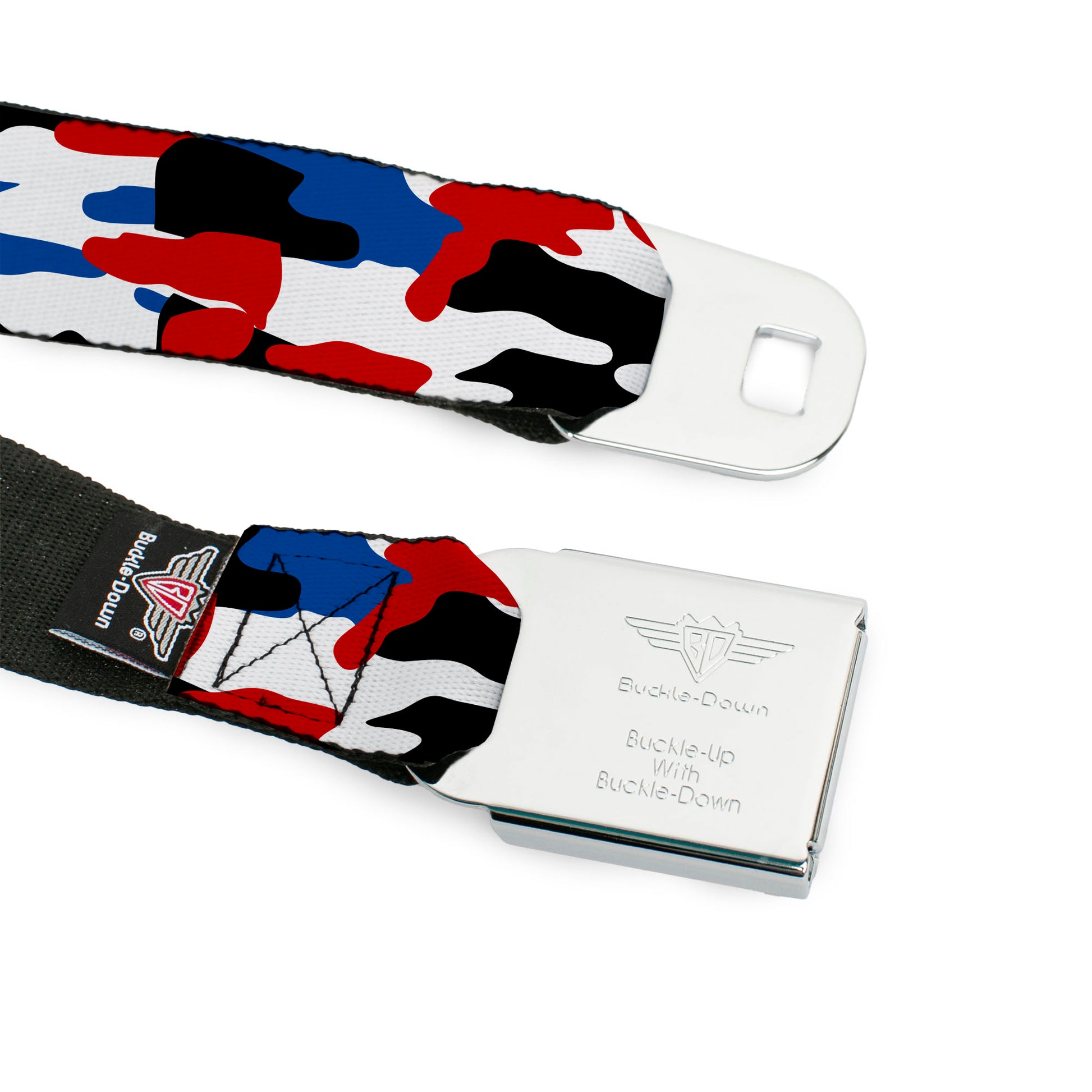 RAM Logo Full Color Black/White Seatbelt Belt - Ram Americana Camo Red/White/Blue/Black Webbing Seatbelt Belts Ram