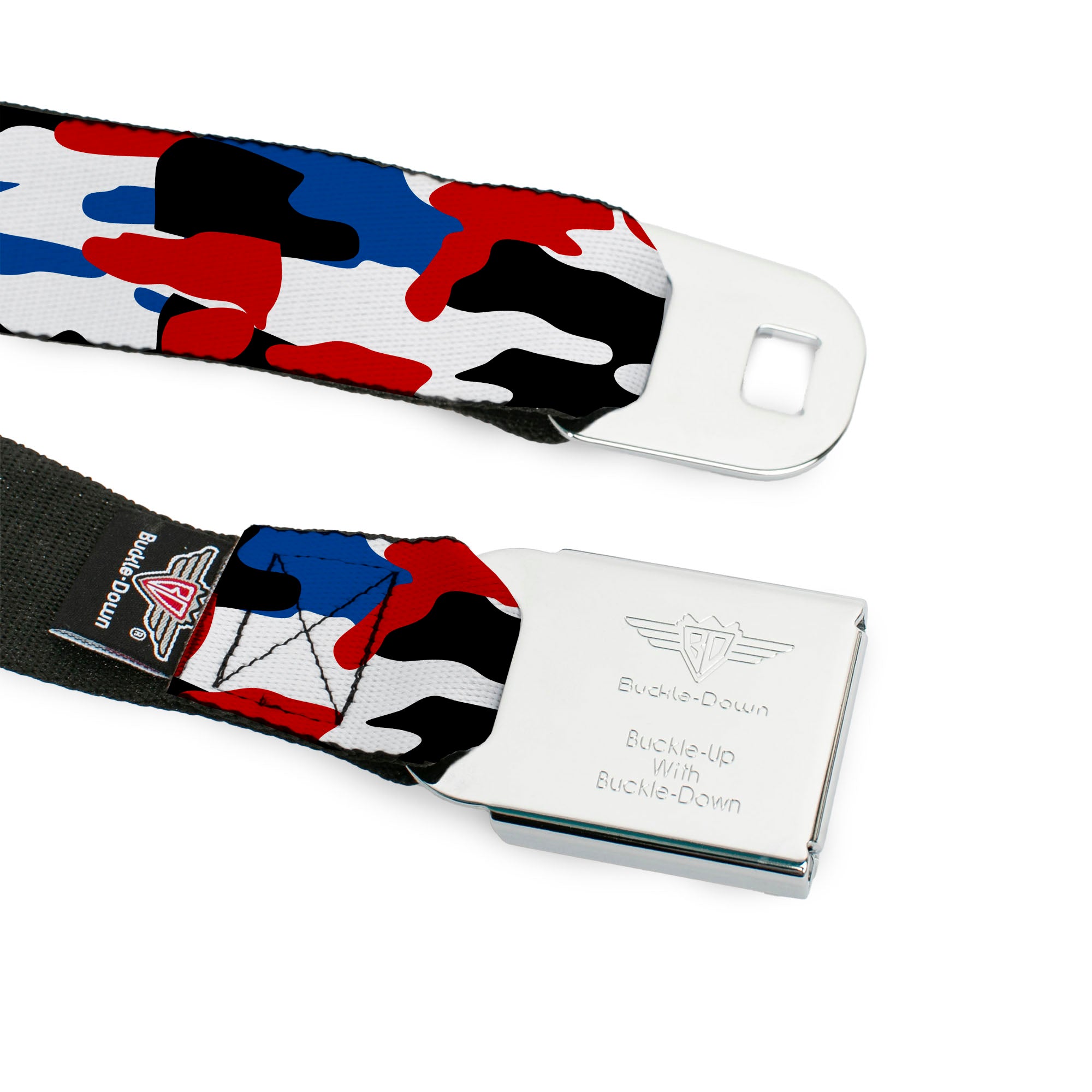 RAM Logo Full Color Black/White Seatbelt Belt - Ram Americana Camo Red/White/Blue/Black Webbing Seatbelt Belts Ram