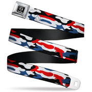 RAM Logo Full Color Black/White Seatbelt Belt - Ram Americana Camo Red/White/Blue/Black Webbing Seatbelt Belts Ram