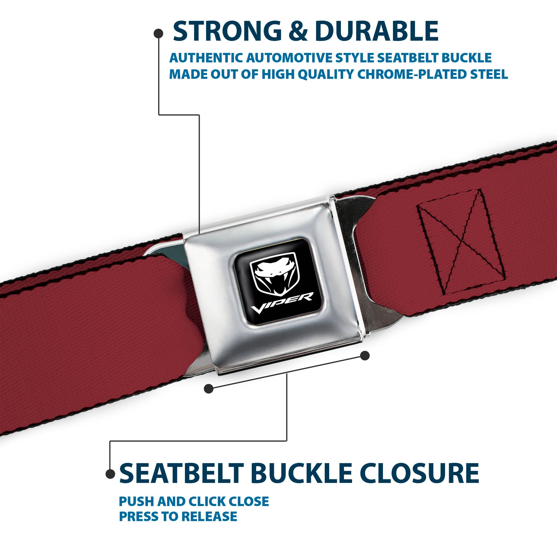 Dodge Viper Seatbelt Belt - Burgundy Webbing Seatbelt Belts Dodge