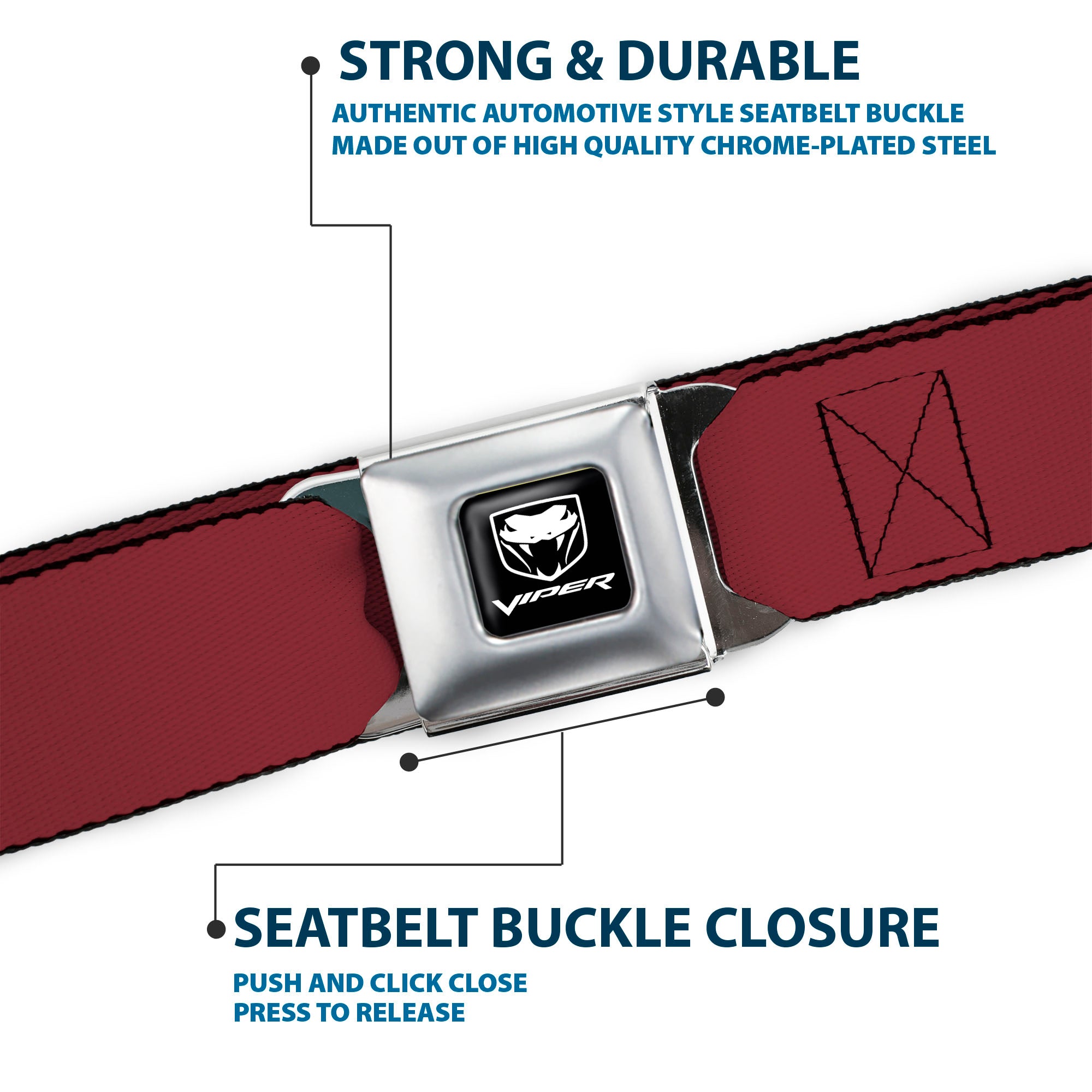 Dodge Viper Seatbelt Belt - Burgundy Webbing Seatbelt Belts Dodge