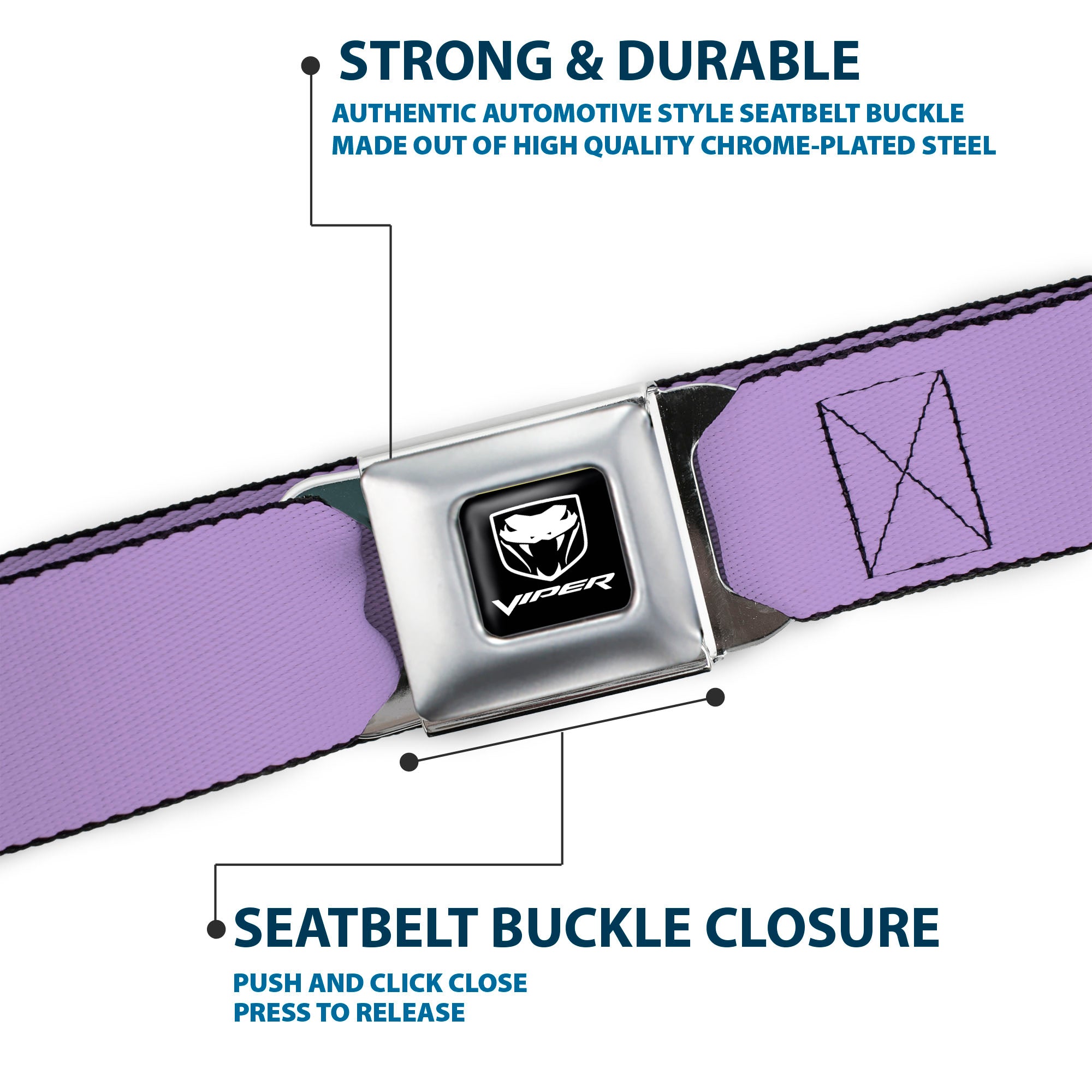Dodge Viper Seatbelt Belt - Lavender Webbing Seatbelt Belts Dodge