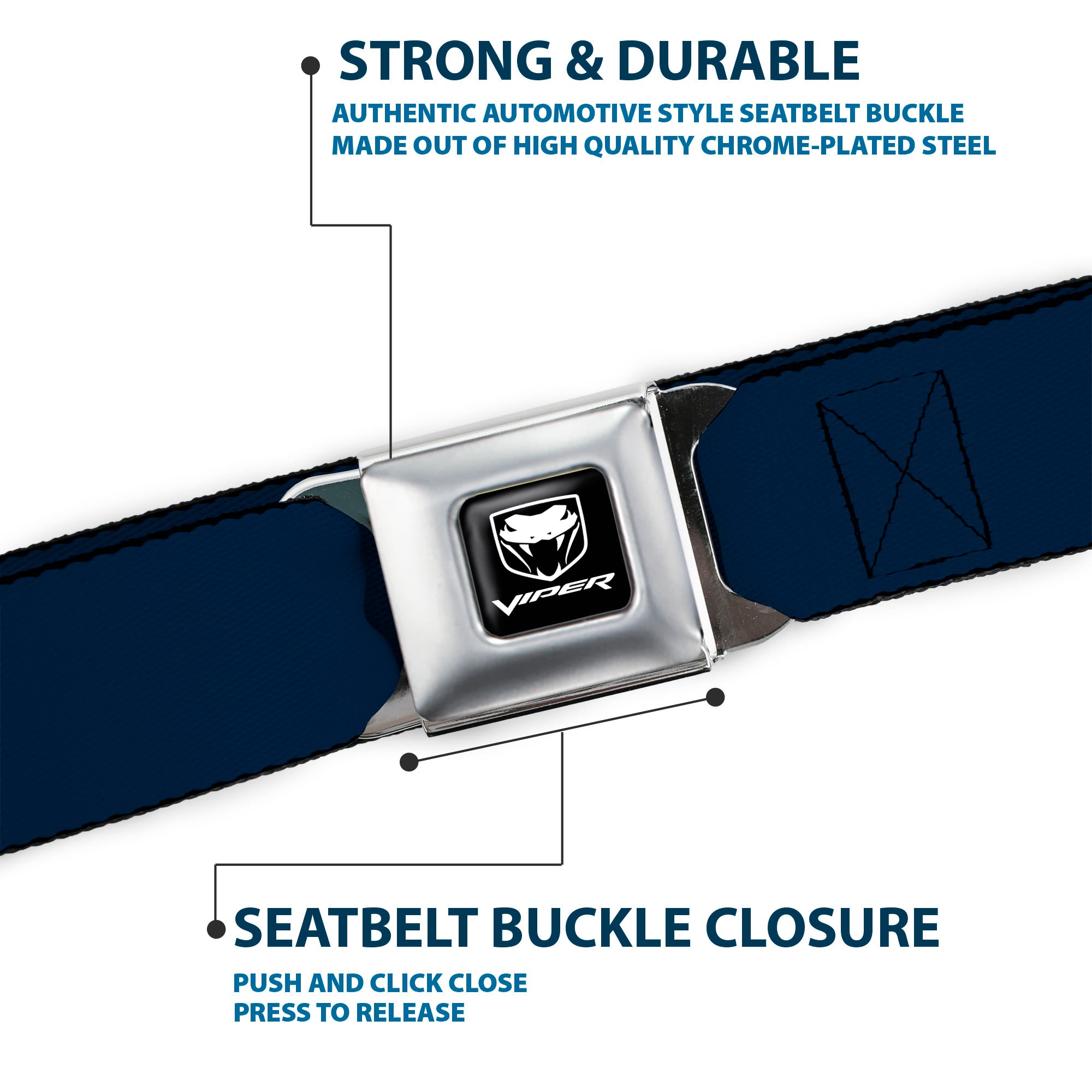 Dodge Viper Seatbelt Belt - Navy Webbing Seatbelt Belts Dodge