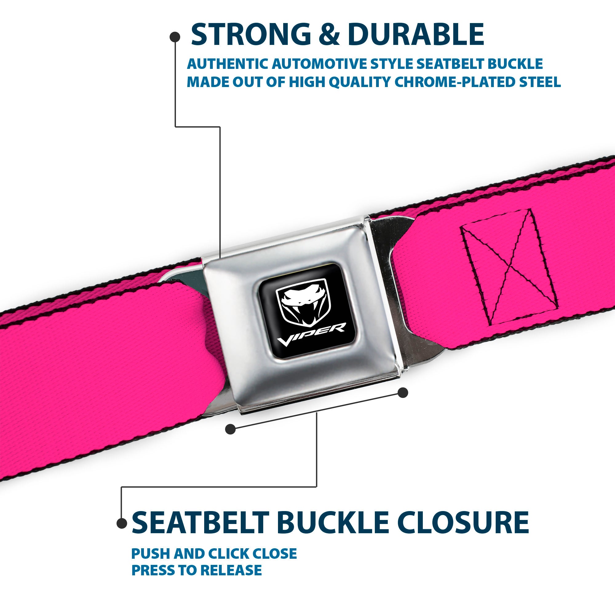 Dodge Viper Seatbelt Belt - Neon Pink Webbing Seatbelt Belts Dodge