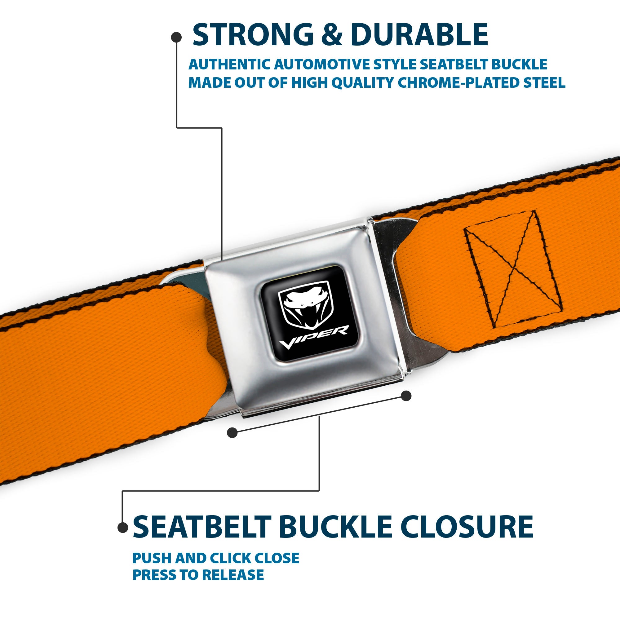Dodge Viper Seatbelt Belt - Orange Webbing Seatbelt Belts Dodge