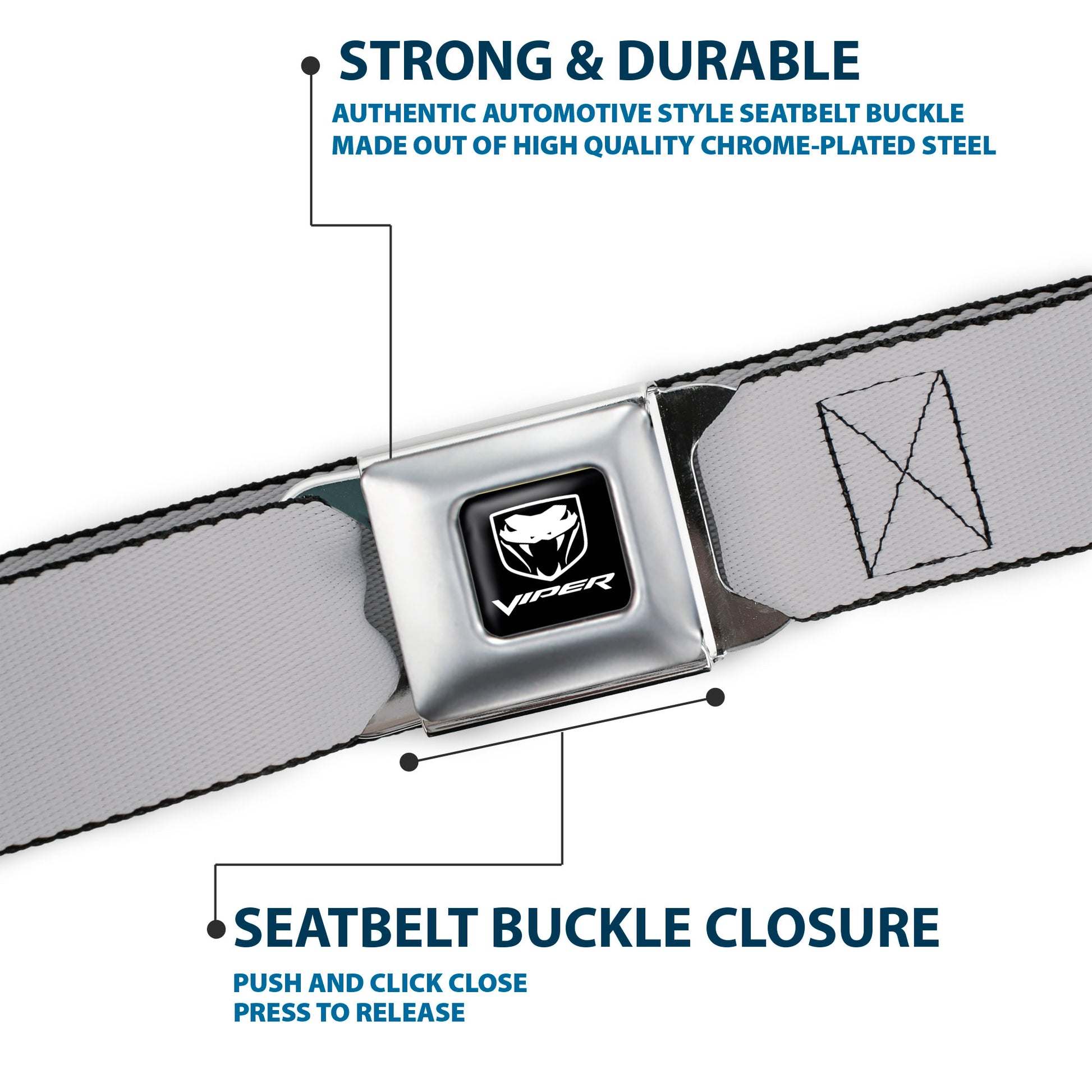 Dodge Viper Seatbelt Belt - Silver Webbing Seatbelt Belts Dodge