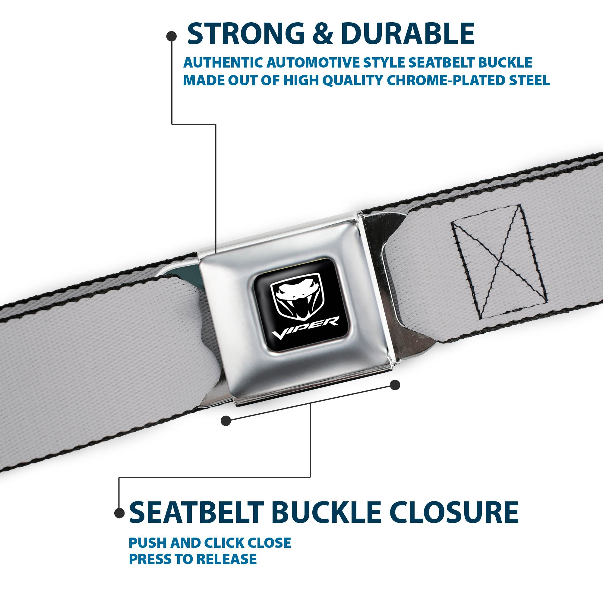 Dodge Viper Seatbelt Belt - Silver Webbing Seatbelt Belts Dodge