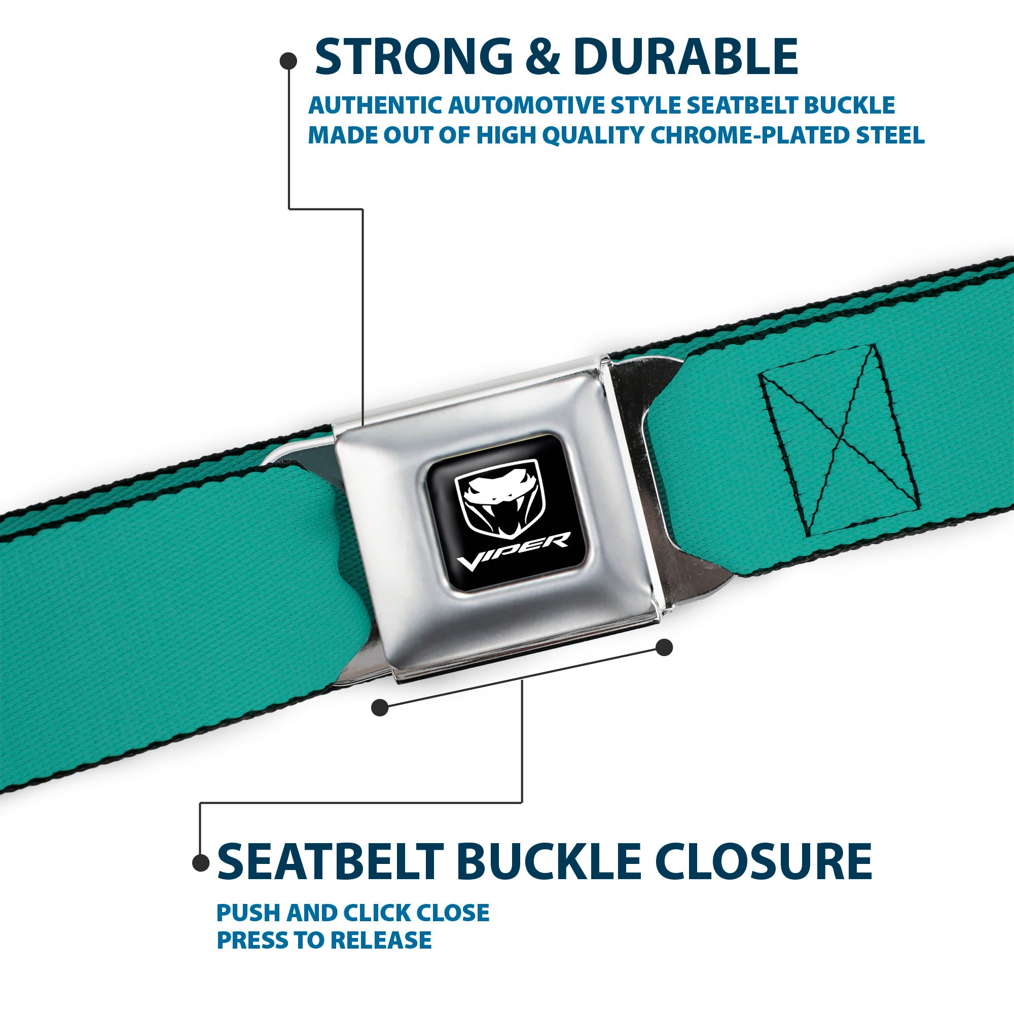 Dodge Viper Seatbelt Belt - Teal Webbing Seatbelt Belts Dodge